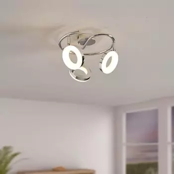 Click-licht.de Светодиодный потолочный светильник Cecilia в хроме и белом цвете, 3x 4 Вт, 1200 лм, 3 лампы, серебро