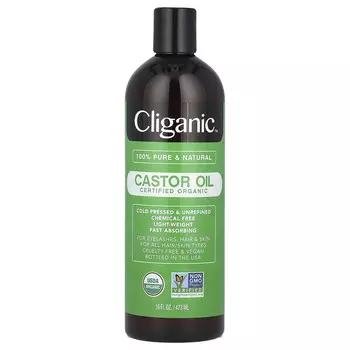Cliganic, 100% чистое и натуральное, органическое касторовое масло, 473 мл (16 жидк. унц.)
