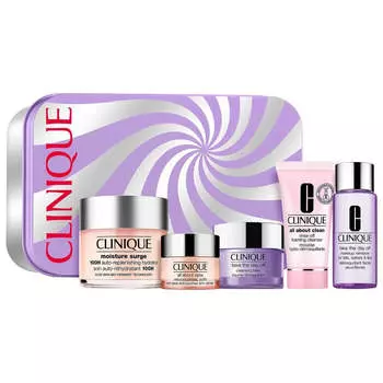 Clinique Clean Skin For The Win Набор по уходу за кожей Moisture Surge 100H Auto-Replenishing Hydrator 125 мл + Все о глазах 15 мл + Очищающий бальзам 30 мл + Смываемая пенка для умывания 30 мл + Средство для снятия макияжа 50 мл