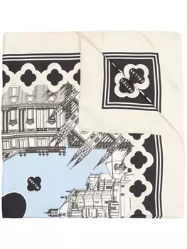 Cllas Milano шелковый платок с графичным принтом, нейтральный цвет