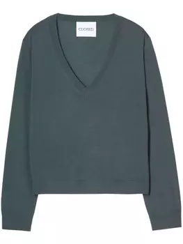 Closed джемпер из шерсти и шелка с V-образным вырезом, серый