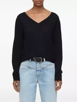 Closed джемпер из шерсти и шелка с V-образным вырезом, черный