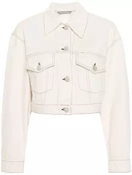 Closed джинсовая куртка с контрастной строчкой, нейтральный цвет