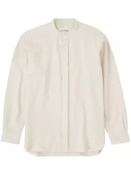 Closed хлопковая рубашка с воротником-стойкой, нейтральный цвет