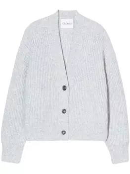 Closed кардиган с V-образным вырезом, ребристая вязка, серый