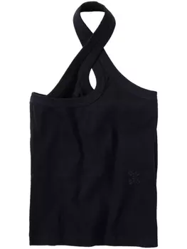 Closed топ в рубчик с вырезом халтер и вышитым логотипом, черный