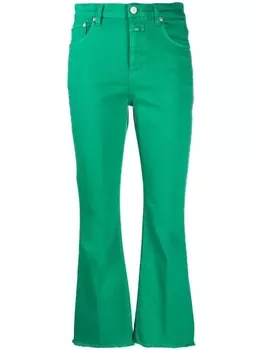 Closed укороченные джинсы bootcut с необработанными краями, зеленый