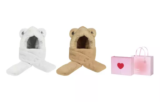 CMFY Женская плюшевая шапка с капюшоном, Верблюжий