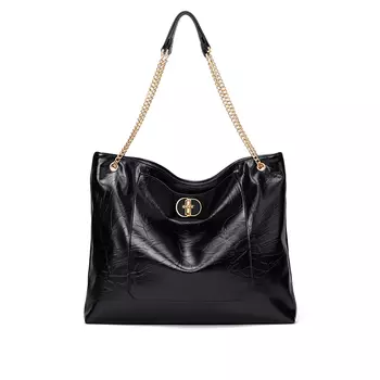 CNOLES Блестящая женская сумка-тоут из искусственной кожи, черная