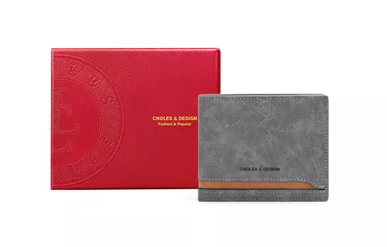 CNOLES Мужской кошелек-зажим для монет и карт из синтетической кожи, мечтательный серый