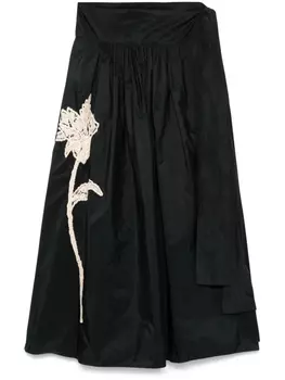 CO.GO юбка макси с цветочной вышивкой, черный
