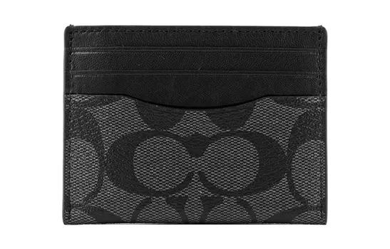 COACH Чехол для карт из холщовой ткани с покрытием, мужской, серо-черный