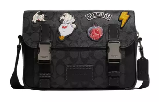 COACH Disney, трек-шоу с сумкой из коровьей кожи, сумка через плечо, большой размер, женская, черная