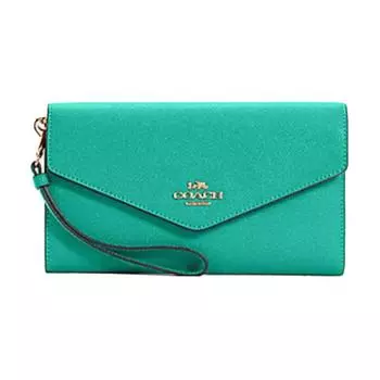 COACH Дорожный кошелек с держателем для карт из кожи Cross Grain, женский, изумрудно-зеленый