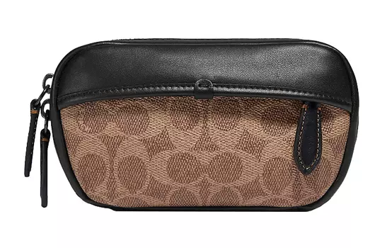 COACH Холщовая сумка Charter с кожаной поясной сумкой через плечо, мужская сумка-слинг Trumpets, коричневая и черная