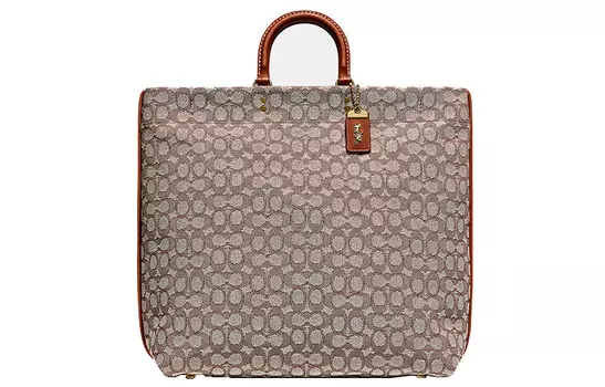 COACH Холщовая сумка-тоут, сумка для покупок, холщовая сумка через плечо, сумка через плечо, большой размер, унисекс, коричневый цвет