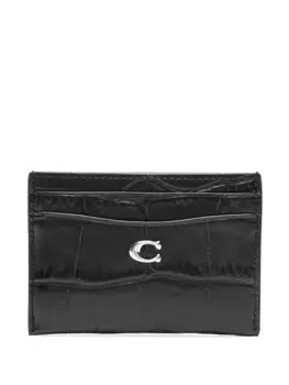 Coach картхолдер с тиснением под кожу крокодила, черный