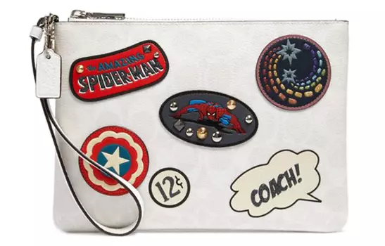 COACH Клатч из кожи и холста MARVEL Collaboration Gallery, женский, средний, белый