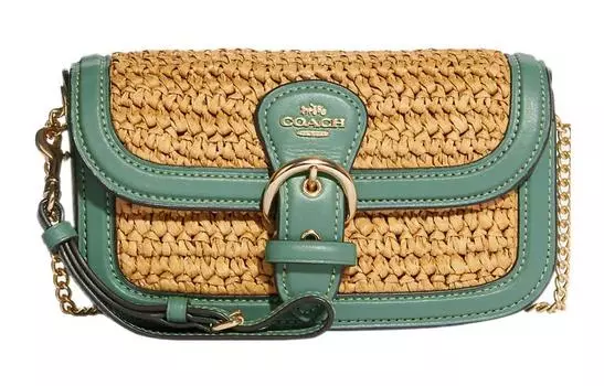 COACH Клатч Kleo из коровьей кожи, сумка на запястье, сумка через плечо, женская сумка цвета хаки и синего цвета
