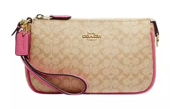 COACH Клатчи Nolita из холщовой ткани с кожаным набором для маджонга, маленькие, женские, цвета хаки и розовый