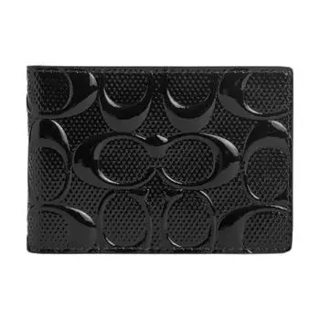 COACH Компактный женский кошелек из лакированной кожи, черный