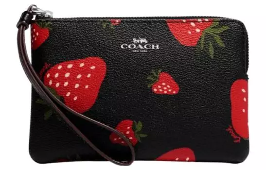 COACH Кошельки-клатчи из кожи с угловой молнией, маленькие, женские, черные