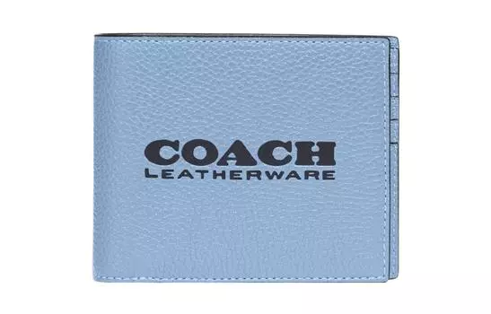 COACH Кошелек 3 в 1, держатель для карт из полированной коровьей кожи с текстурой «галечник», женский, синий