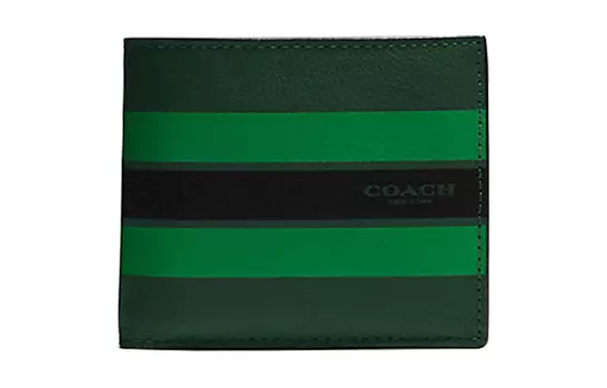 COACH Кошелек 3 в 1 из натуральной кожи с держателем для карт 3 в 1, обычный мужской, армейский зеленый