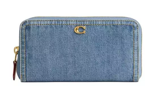 COACH Кошелек Accordion Zip Denim Panel With Calfskin Wallet Small Size Women's Indigo