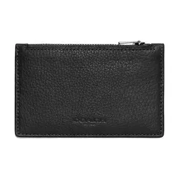 COACH Кошелек для карт из коровьей кожи с текстурой из зернистой кожи, держатель для карт, унисекс, черный