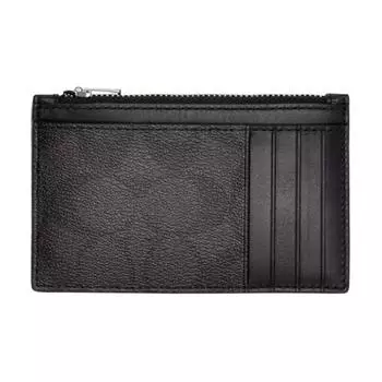 COACH Кошелек для монет из ПВХ с коровьей кожей, держатель для карт, унисекс, угольно-черный, с монограммой