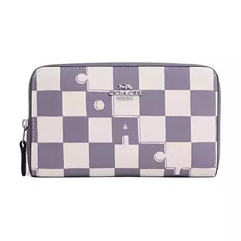 COACH Кошелек ID Zip из холста и кожи, женский, светло-фиолетовый с белым, среднего размера