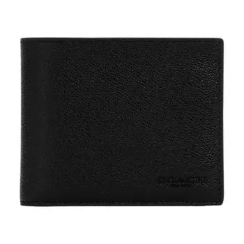 COACH Кошелек из натуральной кожи Cross Grain, черный, мужской, мини