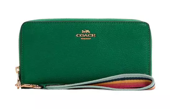COACH Кошелек-клатч Trumpets из зернистой кожи, женский, зеленый