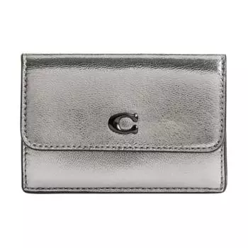 COACH Кошелек-кошелек Trifold из натуральной кожи, женский, белый, алюминиевый, антрацитовый