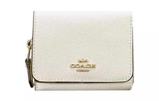 COACH Кошелек кожаный, тройной, держатель для карт, женский, розовый, белый