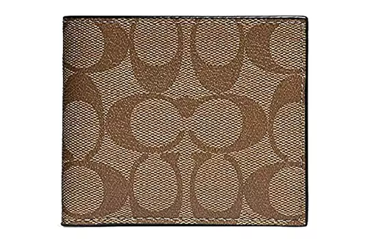 COACH Кошелек-купюрница из кожи с ПВХ и холстом, мужской, цвет хаки