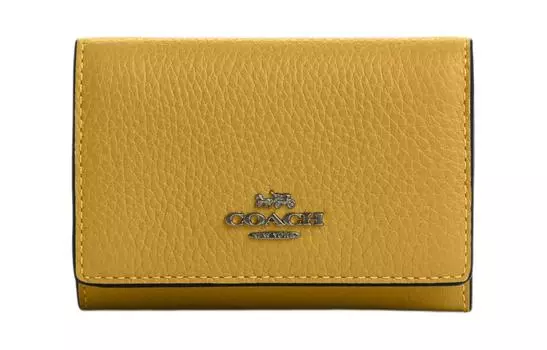 COACH Кошелек микро унисекс из шагреневой кожи, черный, античный никель и лен