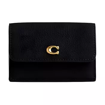 COACH Кошелек-портмоне из зернистой кожи, женский, черный, тройной сложения