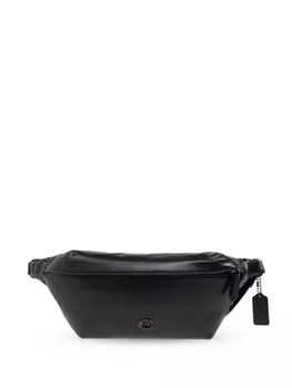 Coach кожаная поясная сумка с логотипом, черный