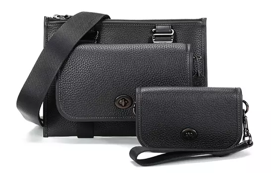 COACH Кожаная сумка через плечо, поясная сумка, обычная мужская, черная