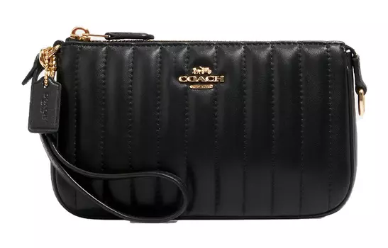 COACH Кожаная сумка для маджонга, наплечная сумка-клатч, маленькая, женская, черная