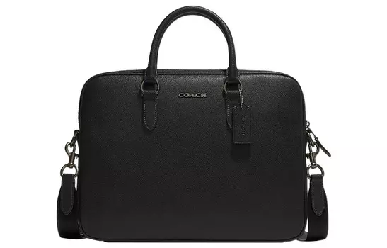 COACH Кожаные портфели через плечо большого размера для мужчин, черные