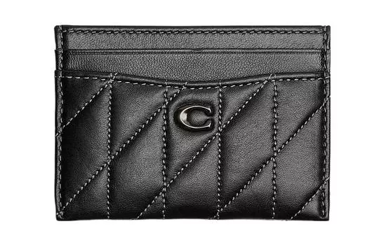 COACH Кожаный держатель для карт, обычный, женский, черный