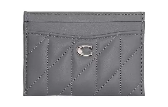 COACH Кожаный держатель для карт, обычный, женский, серый