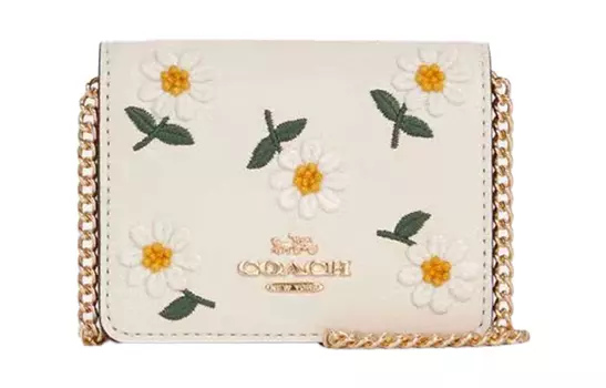 COACH Кожаный клатч-кошелек через плечо, женский, белый, мини
