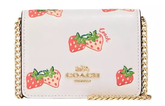 COACH Кожаный кошелек, клатч, сумка через плечо, мини-сумка через плечо, белый цвет для женщин
