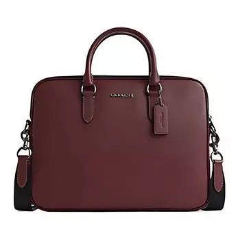 COACH Кожаный портфель, сумка-туба на одно плечо, мужская, черно-винная