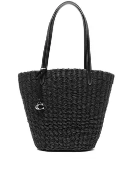 Coach маленькая соломенная сумка-тоут, черный