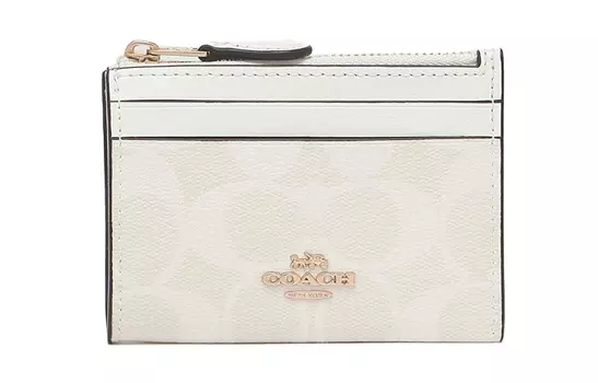 COACH Мини-брелок для ключей из кожи и ПВХ, лоскутное шитье, мини-держатель для карт, женский, Glacier White